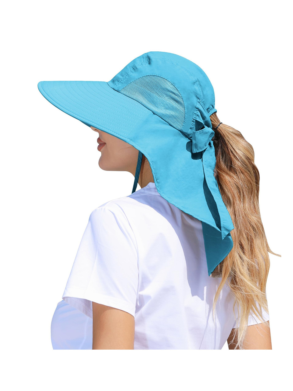 Womens Sun Hat Outdoor UV Protection Wide Brim | Sun Hat-Sky Blue | Size OS